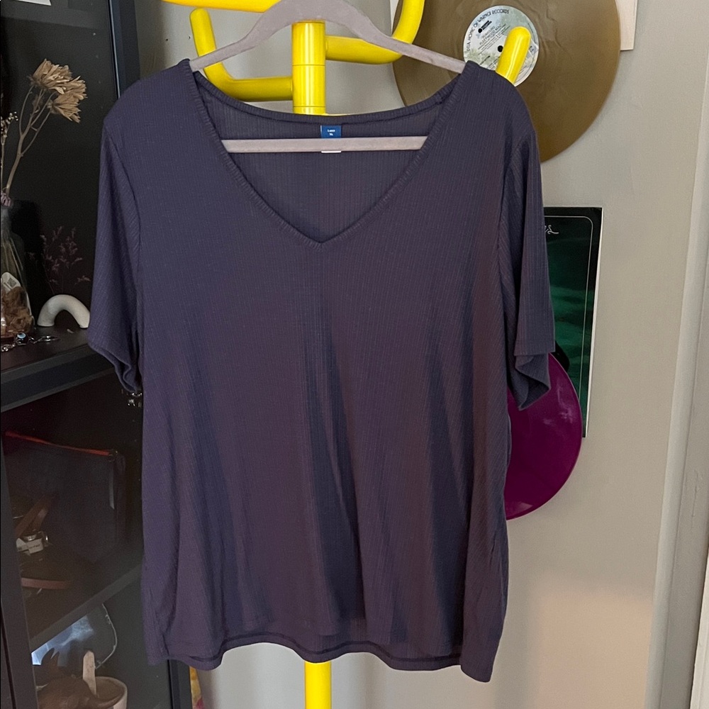 Old Navy Women's V-Neck Short Sleeve Top - Dark Purple